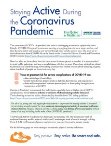 Staying active during the coronavirus pandemic